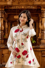 White coord set with red florals - Image 2