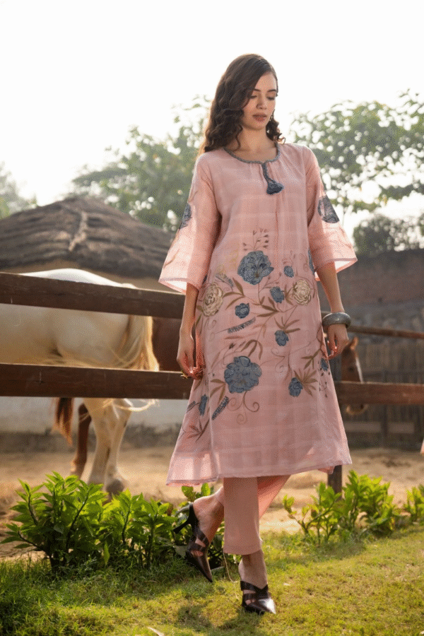 Pink hand-painted floral co-ord set | VRITAE Dubai exclusive