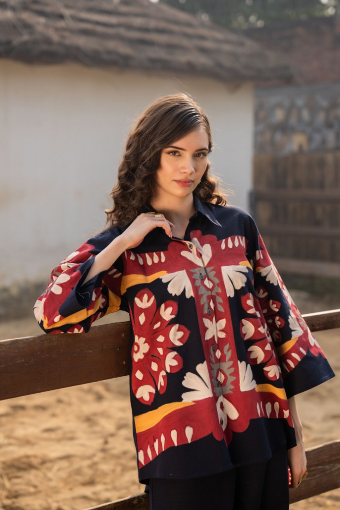 A-1396 (4) Back coord with florals hand paint - Image 1