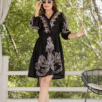 Black summer dress with white flowers