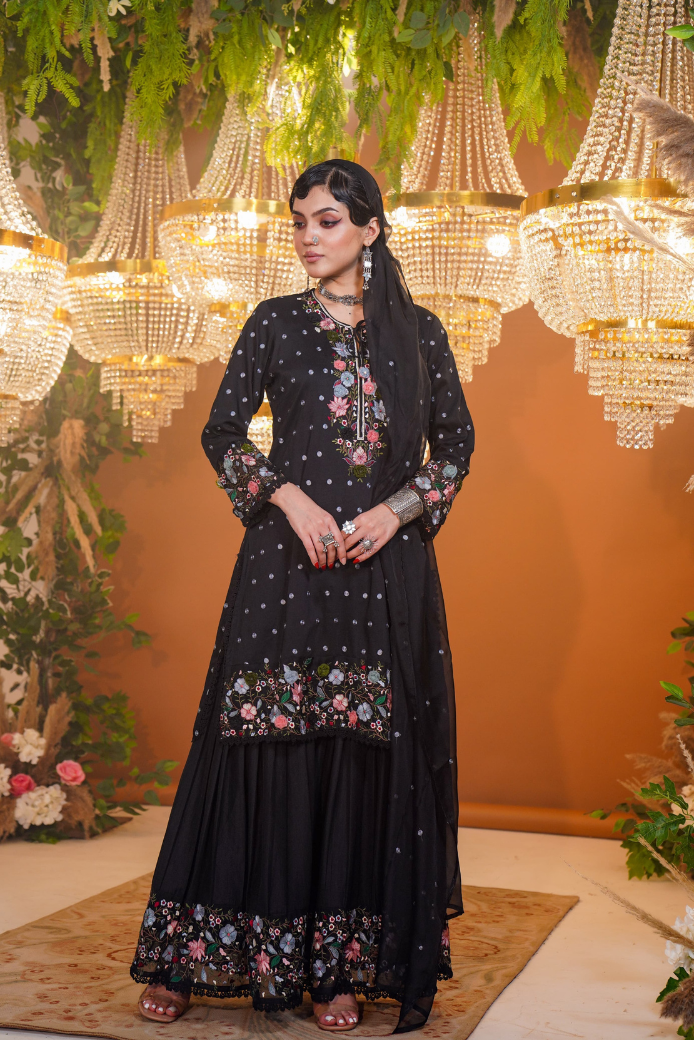 A8847 Black suit plazzo suit - Image 1
