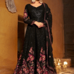 Back sequence work long kurta with plazzo and net dupatta.