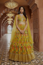Mustard Floral Sequence Work Lehenga Set