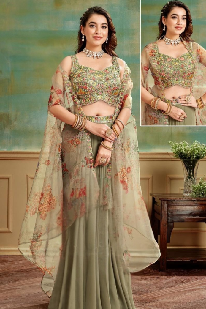 IW12 Ready to wear dress with hand embellished cape - Image 1