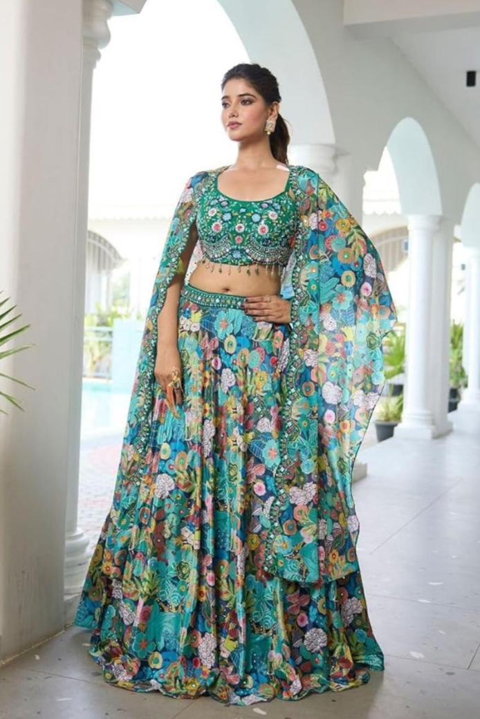 IW7 (3) Embroidered Beads and Stones Ready to Wear Lehenga & Blouse With Dupatta - Image 1