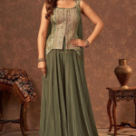 Mehndi Color Party Wear Designer Plazo Suit