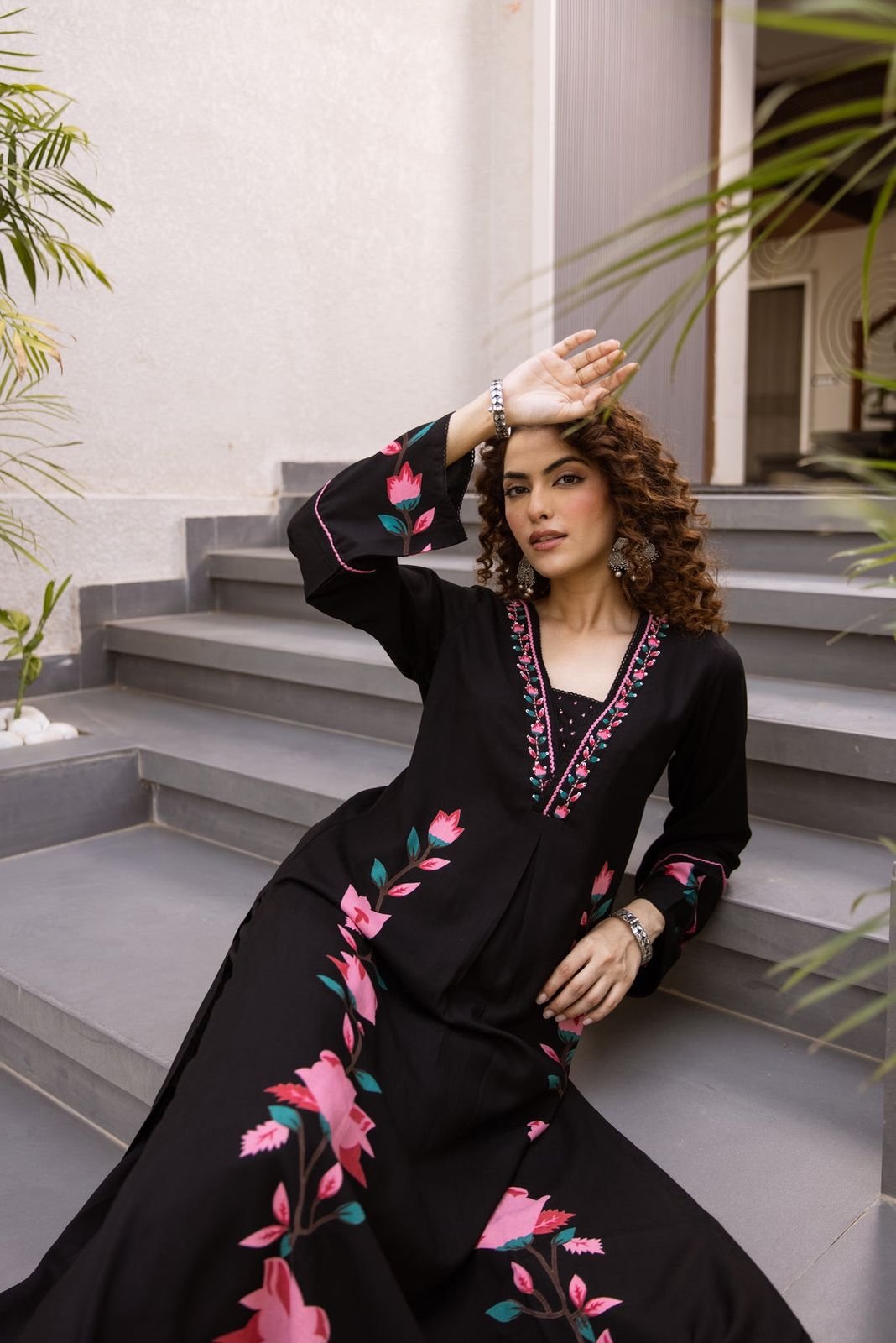 WhatsApp Image 2025-08-02 at 13.57.17 Black printed Kurta with Palazzos - Image 4