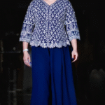 Blue Palazzo Suit with Embroidered Jacket