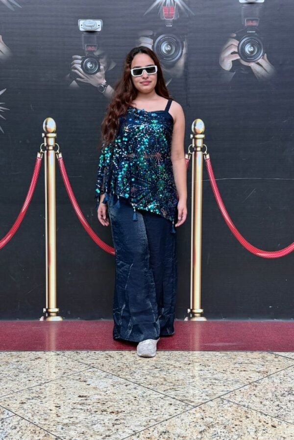 Vesha - Blue sequin one-shoulder coord