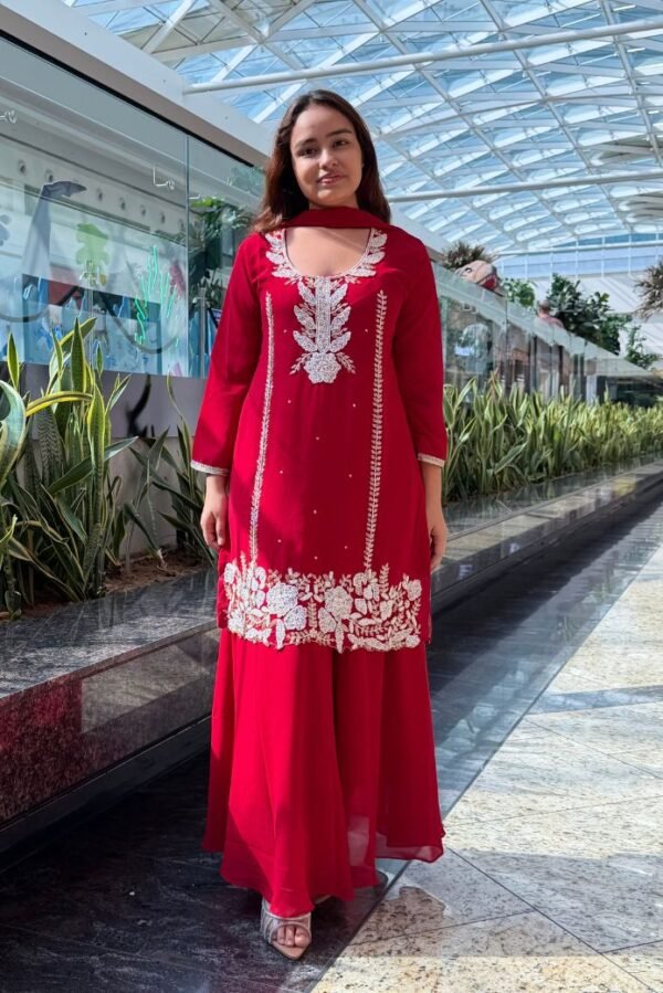 Riva - Red embroidered kurta set