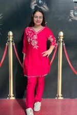 Pinky - Rani Pink Embroidered Indo-Fusion Set - Image 2