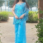 Neelaya : Sky Blue Printed Indo-Fusion Set