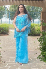 Neelaya : Sky Blue Printed Indo-Fusion Set