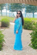 Neelaya : Sky Blue Printed Indo-Fusion Set - Image 2
